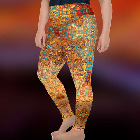 Aztec Plus Size Yoga Pants, gorgeous southwest colors by Sushila Oliphant, Apparel of the Spirit.