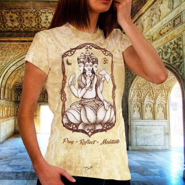 Brahman, a Hindu Diety, yoga t-shirt by artist Sushila Oliphant
