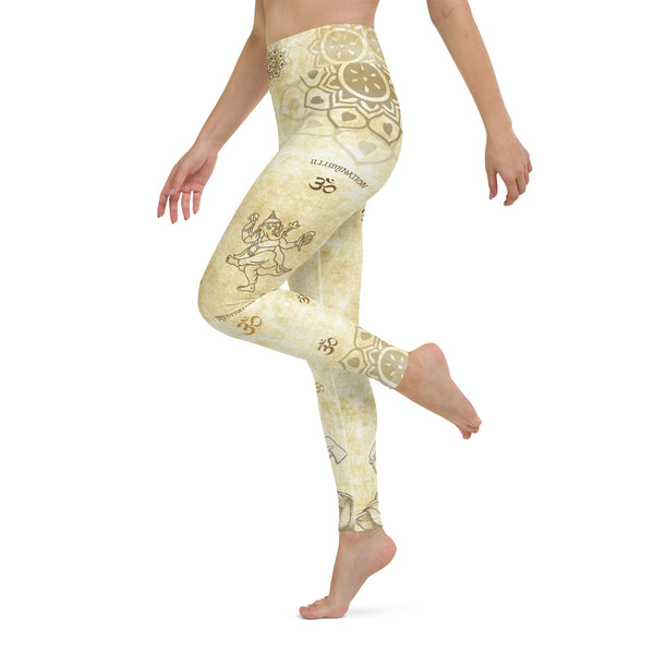 Yoga pants with Hindu God Brahman by Sushila Oliphant for Apparel for the Spirit.