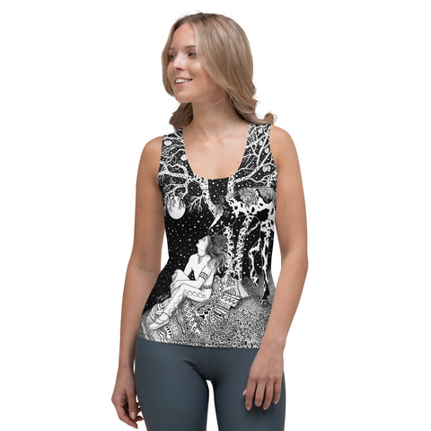 Women's yoga tank top Native American Indian and horse by Sushila Oliphant for Apparel for the Spirit