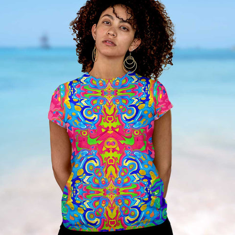Women's cool hippy t-shirt with an Eastern flair. Designed by Sushila Oliphant, Apparel for the Spirit.