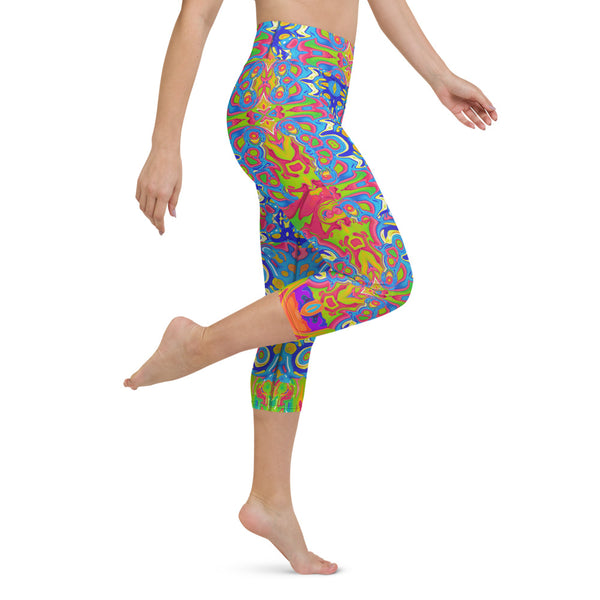 Cool hippy capri yoga leggings by Sushila Oliphant, Apparel for the Spirit.