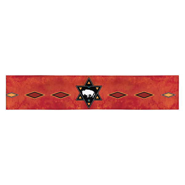 White Buffalo headband - great for gym workouts or yoga classes. Native American theme. Artist, Sushila Oliphant with Apparel for the Spirit.