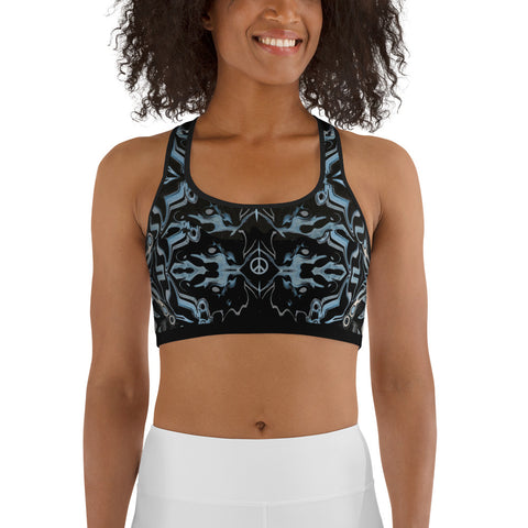 Yoga Sports Bra - Eclectic Arabic design with an Eastern vibe. Get the perfect bra for your yoga asanas or gym workouts! Sushila Oliphant with Apparel for the Spirit.