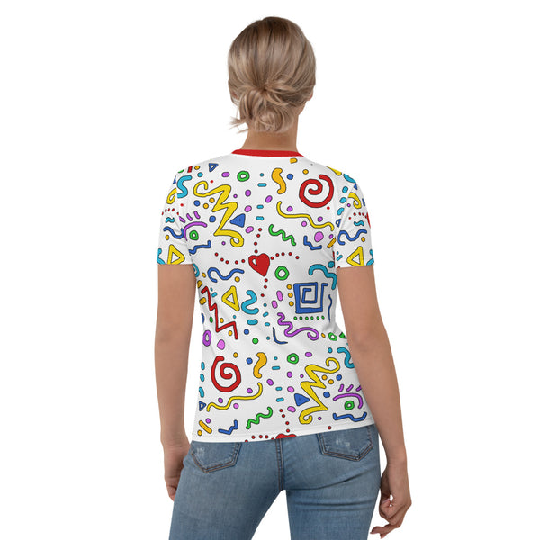 Cool graphics t-shirt for women. Heart centered, joyous and happy artwork by Sushila Oliphant at Apparel for the Spirit.