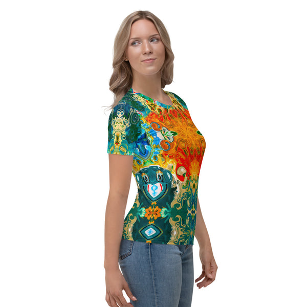 Women's t-shirt with a cosmic Eastern vibe designed  by Sushila Oliphant, Apparel for the Spirit.
