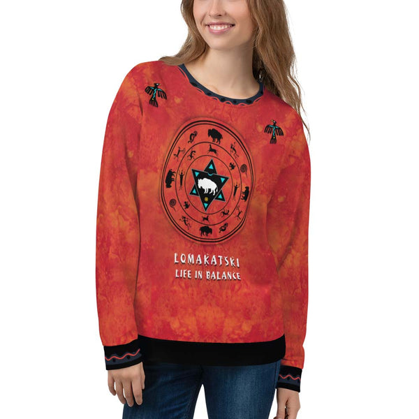 White Buffalo Medicine Wheel Native American sweatshirt by Sushila Oliphant for Apparel for the Spirit