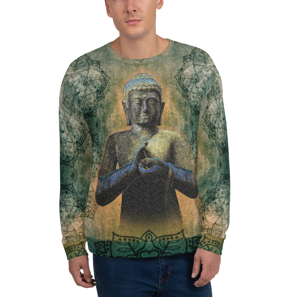 Buddha men's yoga sweatshirt by Sushila Oliphant for Apparel for the Spirit