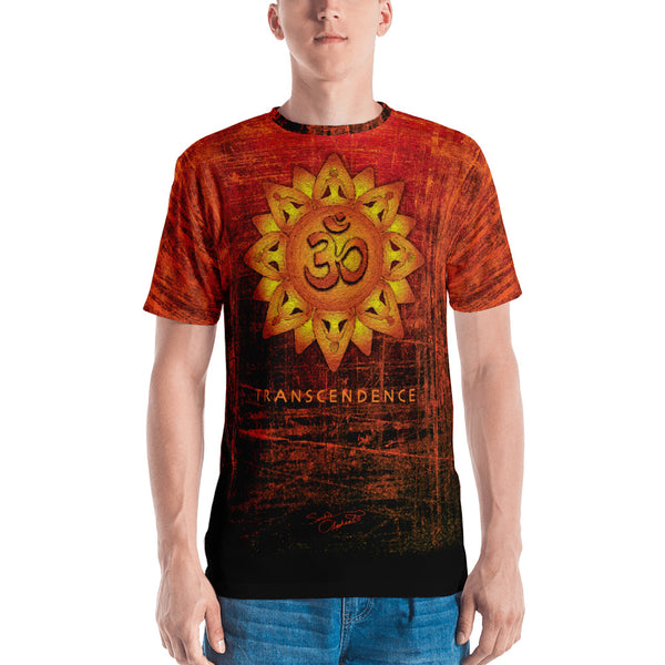 Spiritual, men's yoga t-shirt, om sign and lotus by Sushila Oliphant for Apparel for the Spirit.