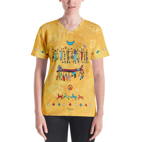 Native American spiritual v-neck t-shirt by Sushila Oliphant