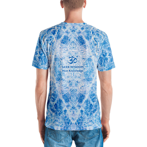Ganesha seated in a lotus men's t-shirt. Half moon, om sign for higher consciousness. Designed by Sushila Oliphant, Apparel for the Spirit.