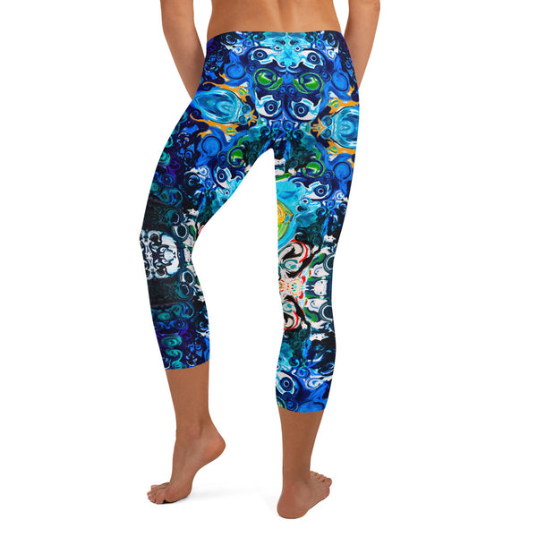 Capris leggings Cosmic Energy wear to workouts at the gym, yoga classes designer Sushila Oliphant.