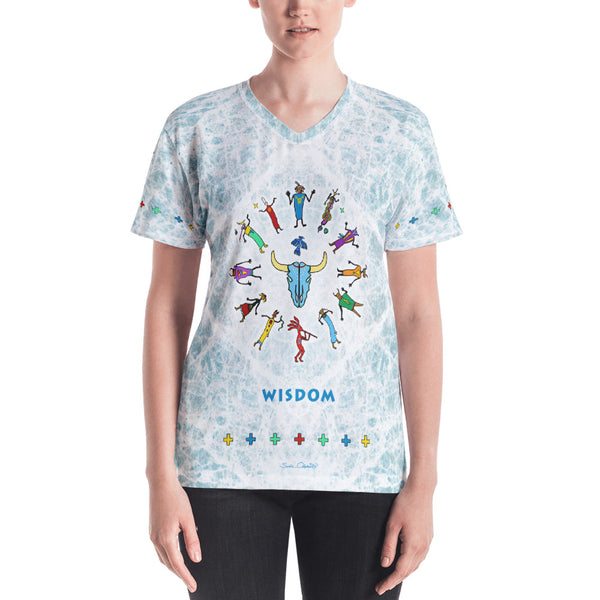 Native American spiritual v-neck t-shirt by Sushila Oliphant