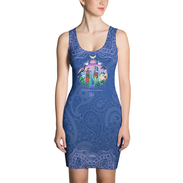 Dress with Krishna, Radha and om signs by Sushila Oliphant
