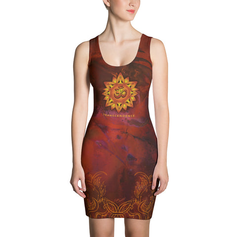 Dress with yoga theme, om signs and peace by Sushila Oliphant.
