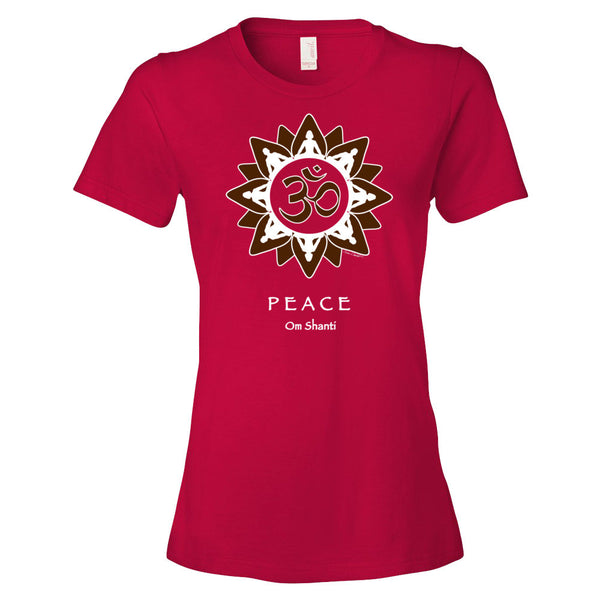 yoga themed women's peace t-shirt by Sushila Oliphant for Apparel for the Spirit.