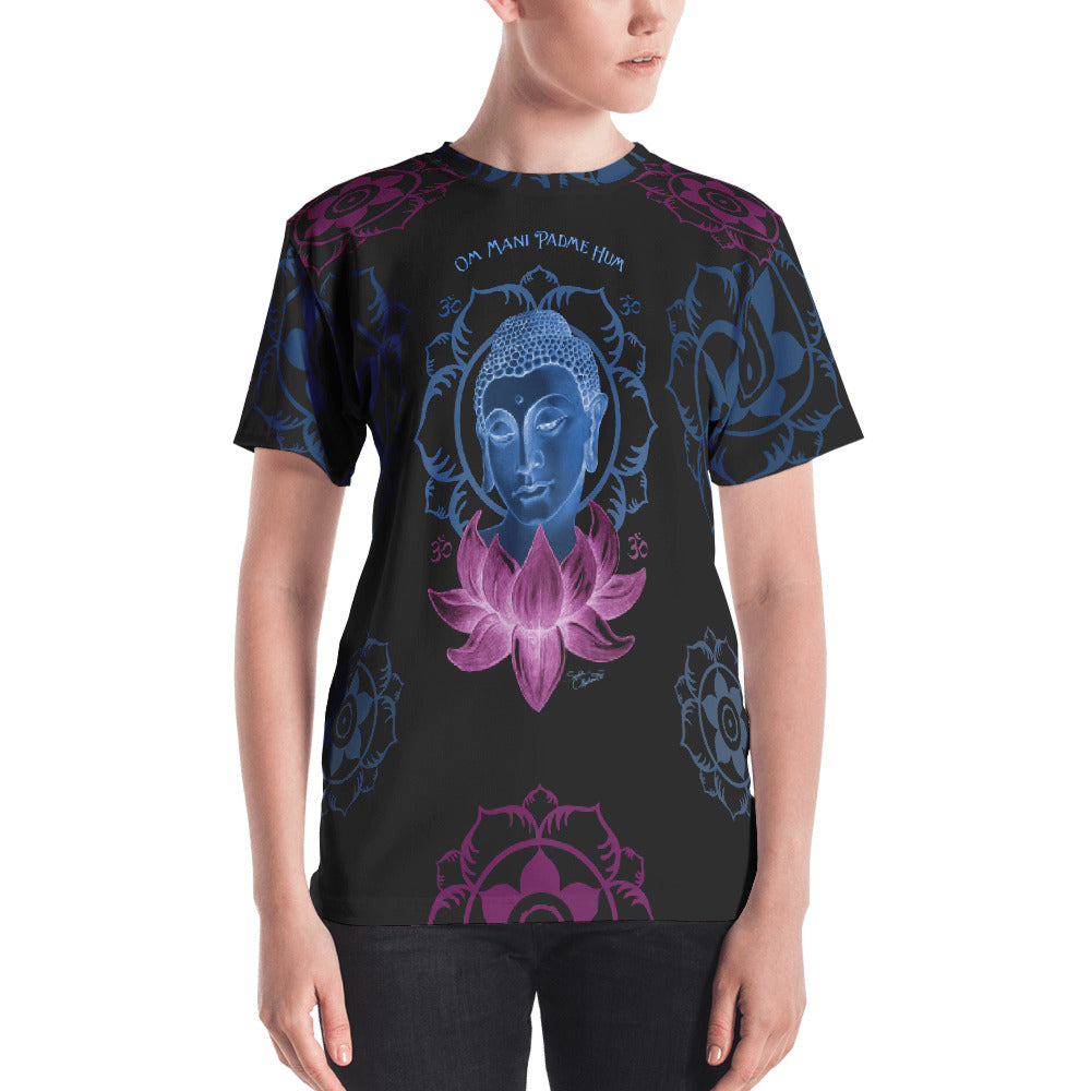 Buddha meditating with lotus t-shirt great for yoga by Sushila Oliphant, Apparel for the Spirit.