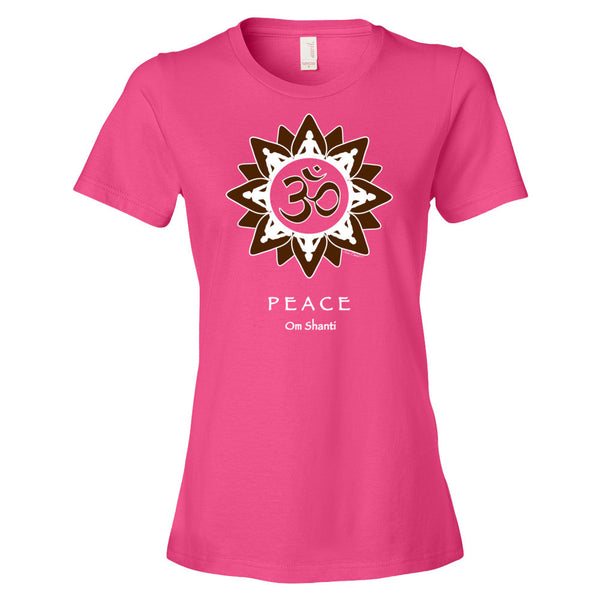 yoga themed women's peace t-shirt by Sushila Oliphant for Apparel for the Spirit.